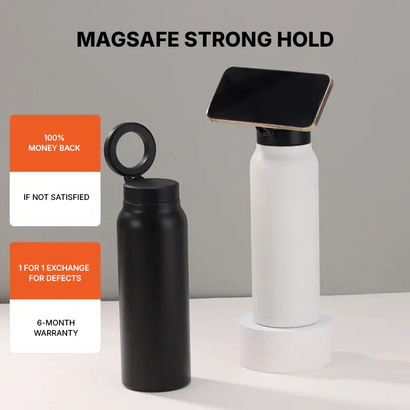 Water Bottle With Magnetic Phone Holder