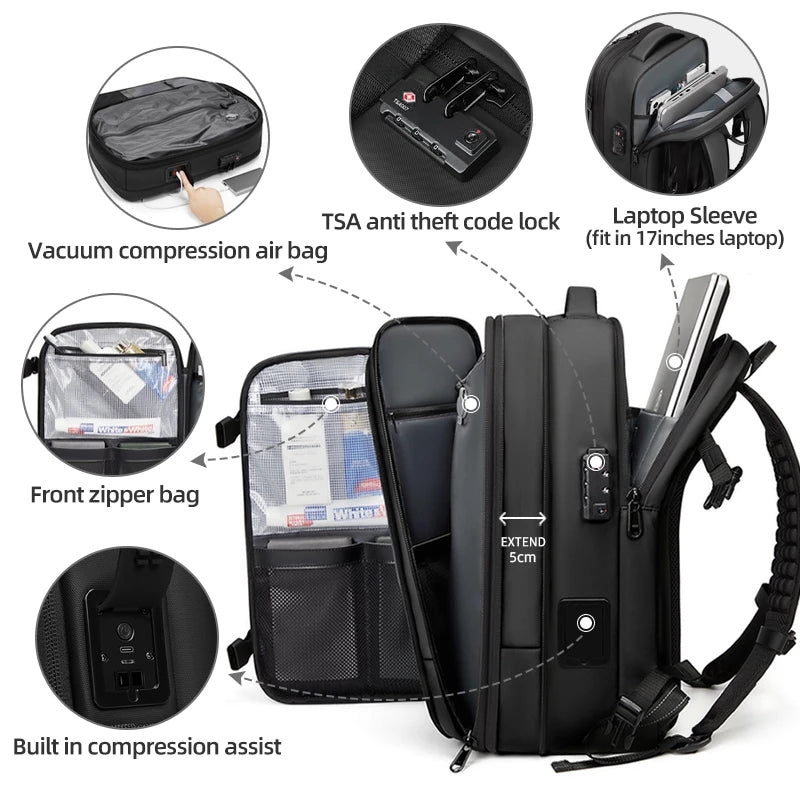 Expandable Vacuum Compression Travel Backpack